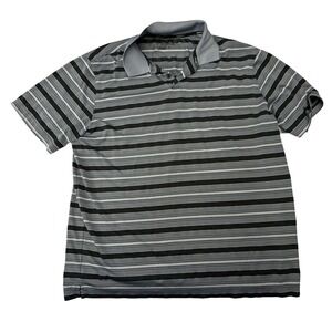 Nike Golf Tour Performance Mens XL Grey Black Striped Polo Shirt 19844-075